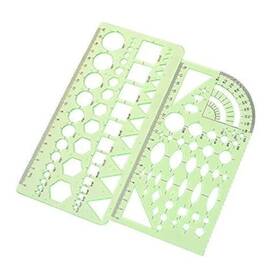 Cszy01 Cspring 2pcs Plastic Green Measuring Templates Geometric Rulers For Office And School