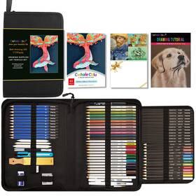 Cpnb78 Cwhalecblu 77 Pack Drawing Set Art Supplies With 3-color Sketch Book C