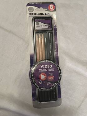 Daler-rowney 011386092003 Charcoal 8 Piece Sketching Tin Set Pencils Drawing New