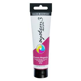 D129150412 Daler Rowney System3 Process Magenta 150ml Acrylic Paint Tube -