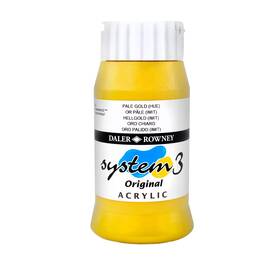 D129500708 Daler Rowney System3 Pale Gold Imitation 500ml Acrylic Paint Tube - P