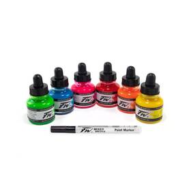 D160329007 Daler Rowney Fw Acr Ink Set 6x29.5ml Neon 6 Pack Fast Ship