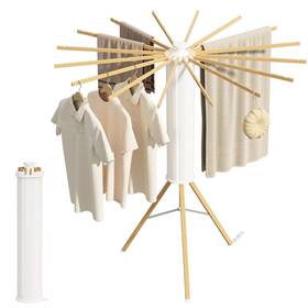 Kl-220-wood16 Dancrul Tripod Clothes Drying Rack Portable And Foldable Space Saving 16