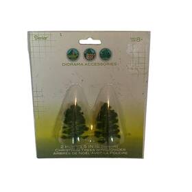 3700-26 Darice New Diorama Accessories 2 Pc Christmas Tree With Powder 3.5 Inch Trains Holiday