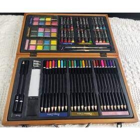 1103-08 Darice Studio 71 Wooden Cased Arts And Crafts/deluxe Art Set Sku 2628