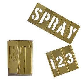 B07h71p224 Deezio 4 Inch Brass Interlocking Stencil Set Letters And Numbers Kit 46-piece