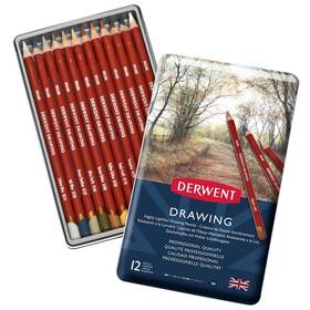 B000j69wuo Derwent Colored Drawing Pencils 12 Pack Metal Tin 5mm Core Art Set