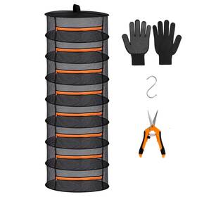 Df-8001 Desy & Feeci Herb Drying Rack Hanging Mesh Dry Net With Orange Zippers 8 Layer