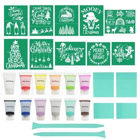 Dgaga B0c5r782xy 28 Pcs Silk Screen Stencils And Chalk Paste Set Christmas Mesh Transfers