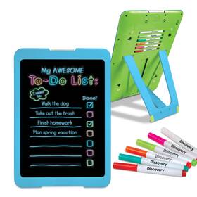 Discovery 1017272 Neon Glow Drawing Easel With 6 Color Markers Built-in Kickstand/wall