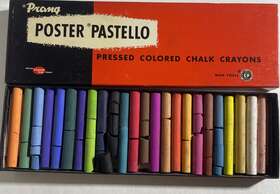 1055-12 Dixon Vintage Prang Poster Pastello Pressed Colored Chalk Crayons Box Of 24