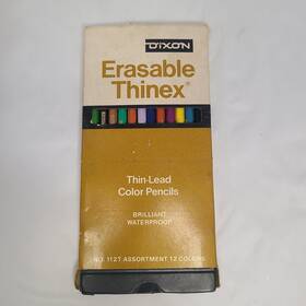 112t Dixon Vintage Erasable Thinex Thin Lead No 112 Assorted Color Pencils 12