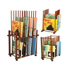 Dewin-lhj-s02-d Djar Wooden Art Storage Rack Canvas Display 2-tier With Wheels