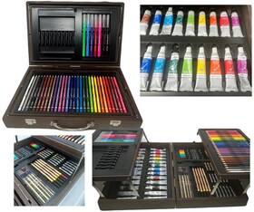 1355496 Dm Creations Mixed Media Art Set Kit In Portable Wooden Case With Pencils Watercolors... Read