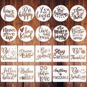 Doflyok 23wordstencil-01 2.5 Inch Inspirational Word Stencils 20 Pcs Motivational Reusable M