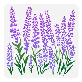 Diy-wh0675-152 Doodlream Lavender Flower Stencils For Painting 11.8 Inch X11.8 Reusable Plant Floral Sten