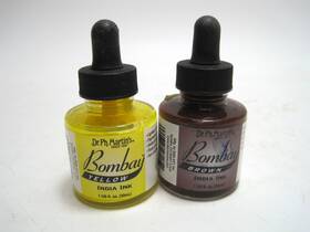 Dr. Ph. Martins 090385481013 Set Of 2 - Bombay India Ink 1 Oz. Yellow And Brown
