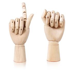 L062-2pcs-mutouren Dualshine 2 Pcs 10 Inch Flexible Wood Hand Model Wooden Artist Drawing Manikin Articulated