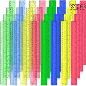 Duchong Rulers-32p 12 Inch Plastic Rulers 32 Pcs Transparent Assorted Color Metric Bulk