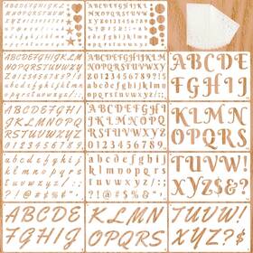 B0f3ny6txg Duozea 1/2 3/4 1 2 Inch Letter Stencils For Painting 14 Pack 9.8 X 5.9 Plast
