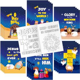 Dvbonike 744759234599 24pcs Nativity Christmas Coloring Books - Christian Theme Diy Color-in Pages Boo