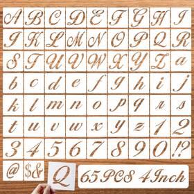 Dzxcyz 756197590892 4 Inch Letter Symbol Stencils For Painting On Wood 65 Pcs Alphabet Drawing T