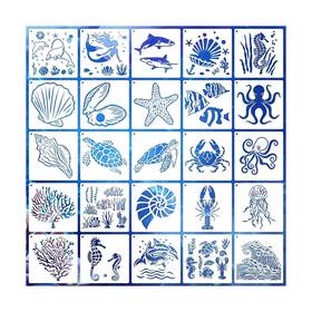 0053 Eageus 6 Inch Sea Life Stencils Reusable Ocean For Painting On Wood 25 Pie