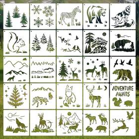 Eageus 734730785356 6 Inch Animal Stencils For Painting Reusable Deer Bear Stencil 25 Pieces Fo