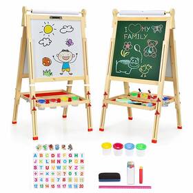 Zrw-ethb02-sbn11 Eaq Easel For Kid Height Adjustable Wooden Art Whiteboard Chalkboard Wi