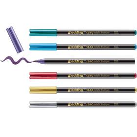 4-1340-6 Edding 1340 Metallic Brush Pen - Set Of 6 Pens Flexible Nib 1-6 Mm