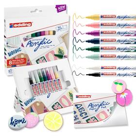B08hs5nlgd Edding Start Easy Set - Acrylic Paint Pens Waterproof Fine And Medium Nib Inc