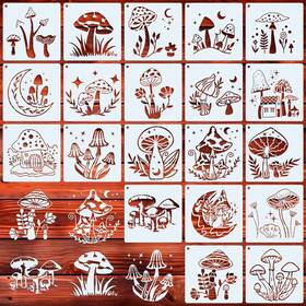 Eduee 2401009 Mushroom Stencils For Painting 6inch Reusable Craft 20pcs Fabric