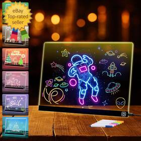 Ex-deb-02 Exbelle 14 Inch Led Drawing Board 7 Colors Light Acrylic Dry Erase Lumiboard For Kids With S