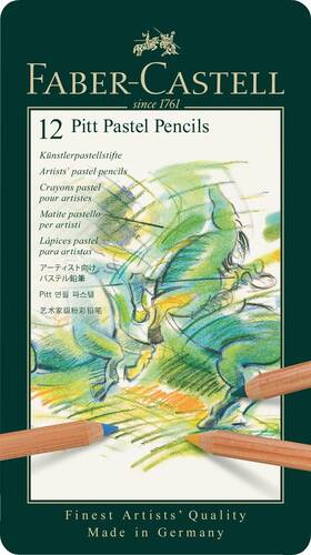 B000wihkje Faber-castell Fc112112 Pitt Pastel Pencils 12 Pack Assorted Metal Tin