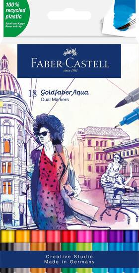 B09slplzgy Faber-castell Goldfaber Aqua Dual Marker - Wallet Of 18