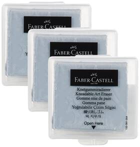 B0cwtv1mc8 Faber-castell Kneaded Eraser With Case Grey - 3 Pack For Art Pencil Charcoal