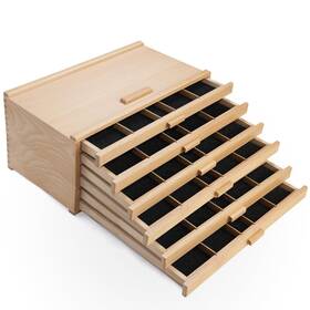 At0666 Falling In Art Wooden Pastel Storage Box Artist Supply With 6 Re