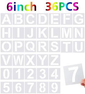 125-p2188 Febsnow 36 Pcs Reusable Large Alphabet Letter Stencils And Number For Painti