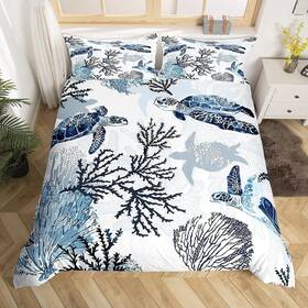 Feelyou Ella041202k01 Turtle Bedding Set King Size For Kids Boys Girls Teens Ocean Beach Decor Comf