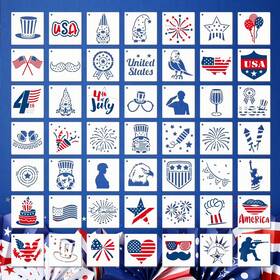 Ps-74day-49p Felixcraft Patriotic Stencils For Painting 49pcs Independence Day Theme Templates 3x3 C