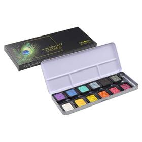 F1200 Finetec Watercolor Metal Tin 12-color Pearlescent Rainbow Set