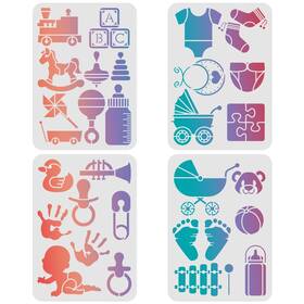 Diy-fg0002-45-us18 Fingerinspire 4 Pcs Baby Theme Stencils Template 11.6x8.3 Inch Plastic B
