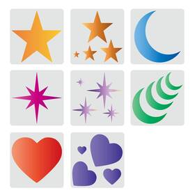 Diy-wh0172-664-us18 Fingerinspire 8 Pcs Star Stencil 11.8x11.8 Inch Moon Plastic Heart St