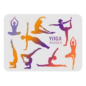 Diy-wh0202-170-us18 Fingerinspire Yoga Pose Stencils 11.7x8.3 Inch Plastic Gymnastics Stencil Dra