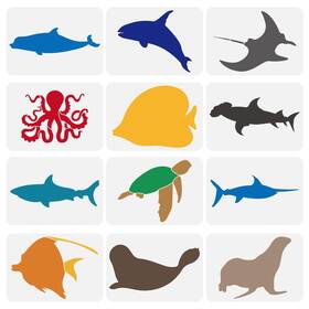 Diy-wh0394-0301-us18 Fingerinspire 12 Pcs Undersea Animals Stencils For Painting 8.3x11.7inch Reus