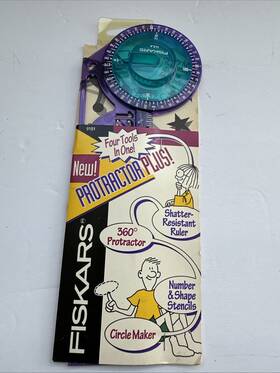 9101 Fiskars Protractor Plus 4 Tools In One Numbers Shapes Stencils Circles Madeinusa