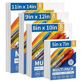 Fixsmith Fm-multi32pk Painting Canvas Panels Multi Pack- 5x7 8x10 9x12 11x14 8 Of Each S