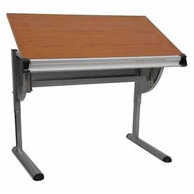 Nan-jn-2433-gg Flash Furniture Berkley Adjustable Drawing And Drafting Table With Pewter Frame