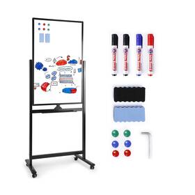 Fledex 749350860475 Mobile Whiteboard 40x24 Inches Double Sided Reversible On Wheels