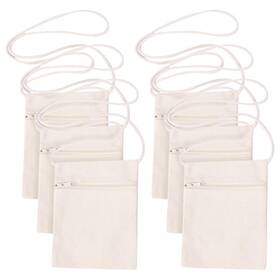 San1582m Fsstud 6 Gshllo Pcs 17 X 13cm Blank Canvas Cross Body Bags Childrens Zipper Shoulde
